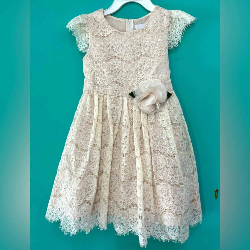 NWT Gorgeous Ivory Lace Kids Dress 6x